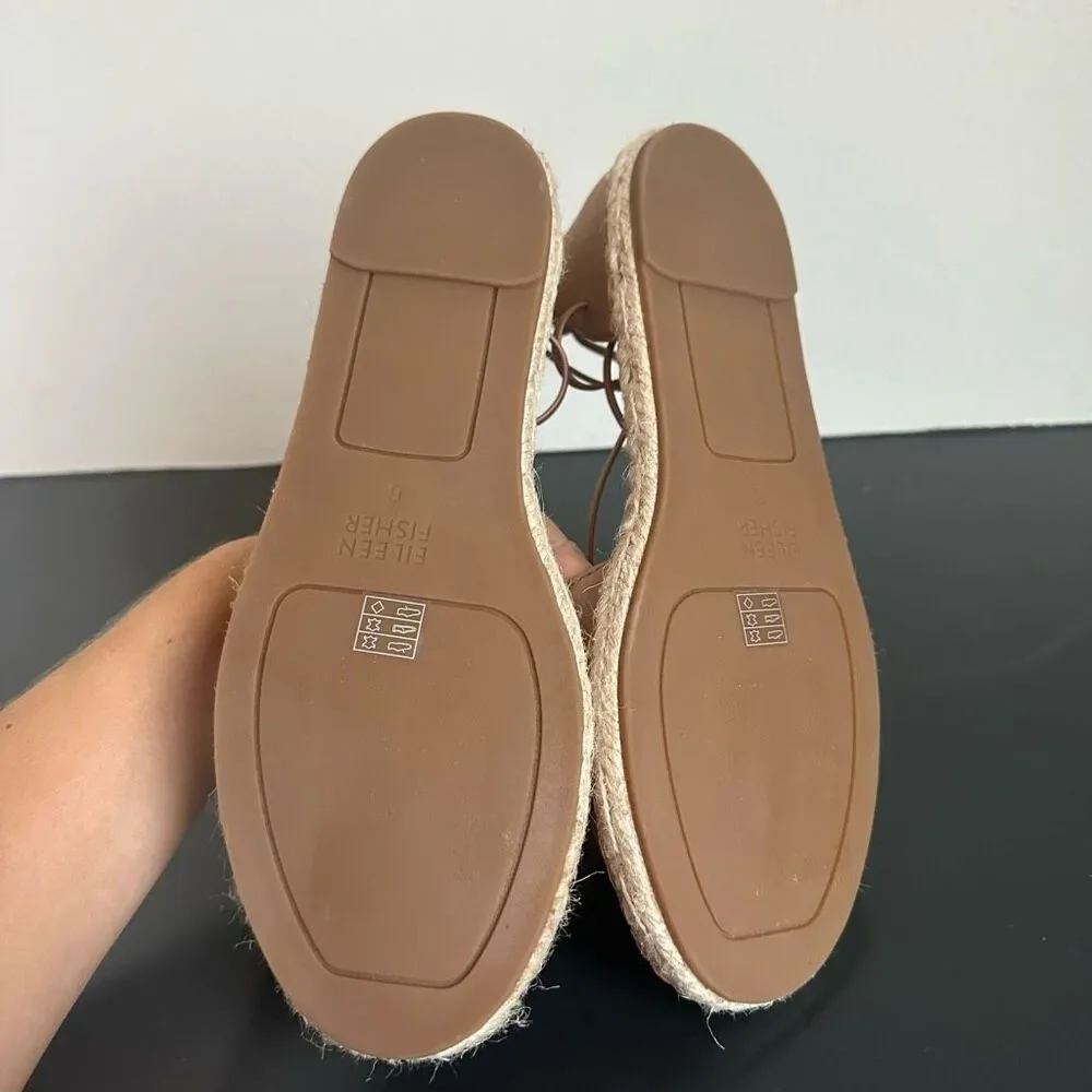 NEW Eileen Fisher Nude Pink Strappy Closed Toe Zipper Back Comfort Espadrille 6
